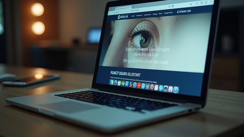 Eye-level view of a laptop displaying a private investigator’s website