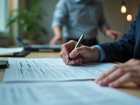 Hand writing on a piece of paper at a desk in a work setting